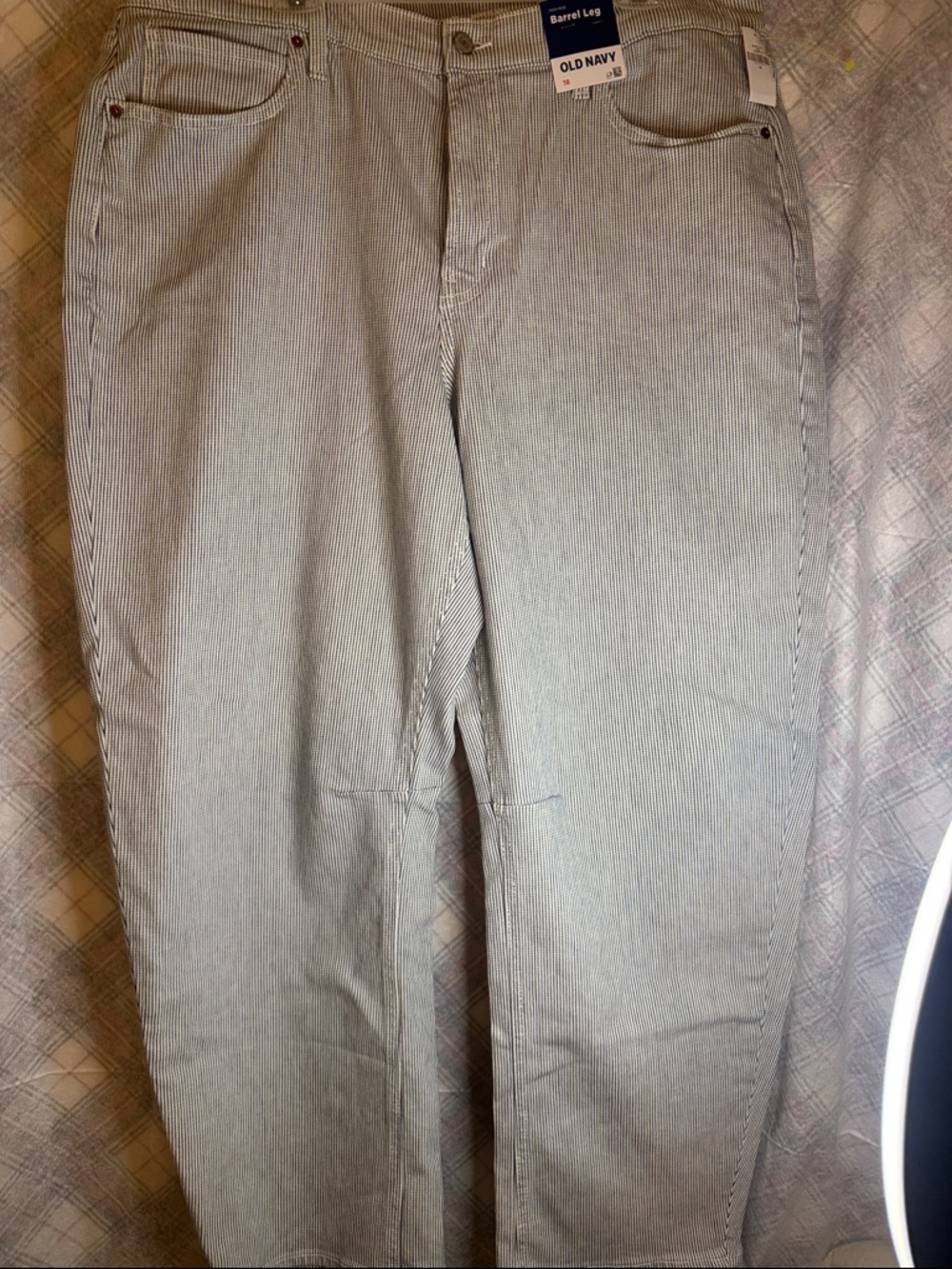 Old Navy Blue and White Pinstripe Wide Leg Jeans